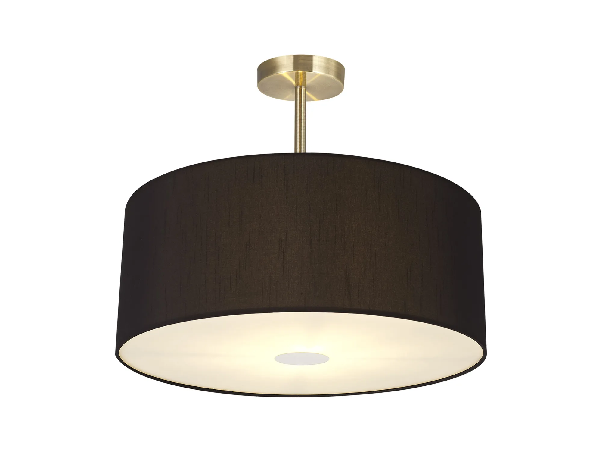 Baymont 50cm Semi Flush 3 Light Antique Brass, Black, Frosted Diffuser